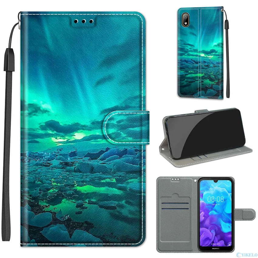 ultra thin painted leather flip phone case for huawei honor 7a 8s 8a 8x 8 9 10 20 10x lite 9x pro wallet card stand book cover free global shipping