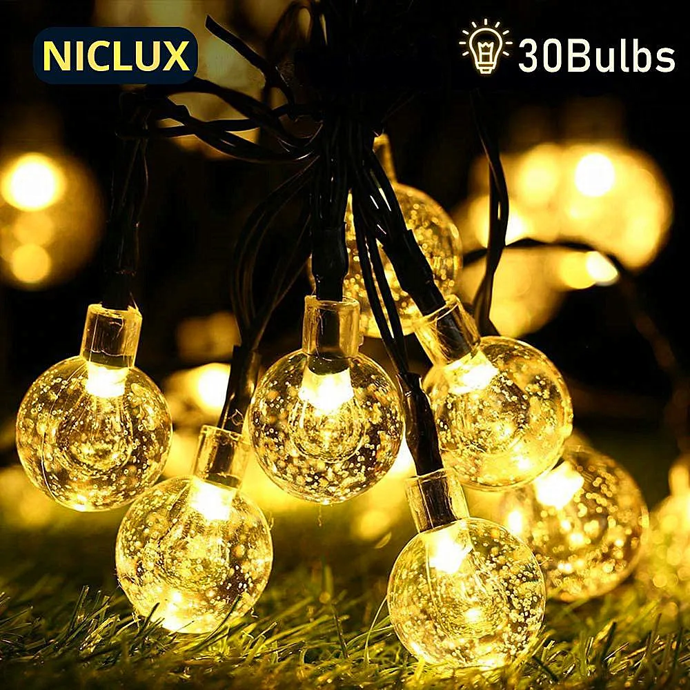 NICLUX Солнечный струнный светильник лампочка для гирлянд Открытый