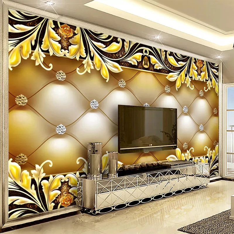 

Drop Shipping Custom Mural Wallpaper 3D European Style Pattern Soft Roll Jewelry Wall Painting Waterproof Wall Sticker Decor