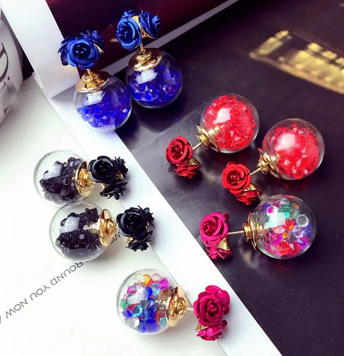 Милые Женские Элегантные Изысканные серьги гвоздики с кристаллами циркония и