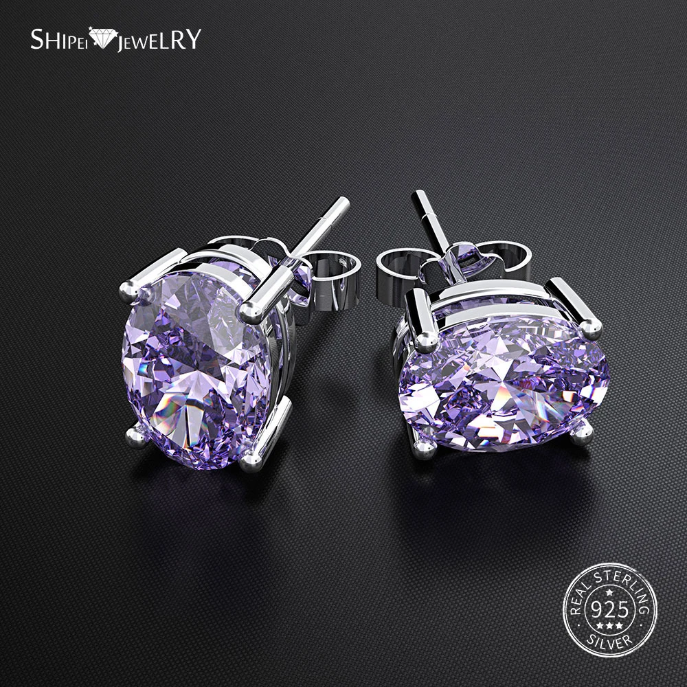 Женские овальные серьги гвоздики Shipei гипоаллергенные из 100% стерлингового