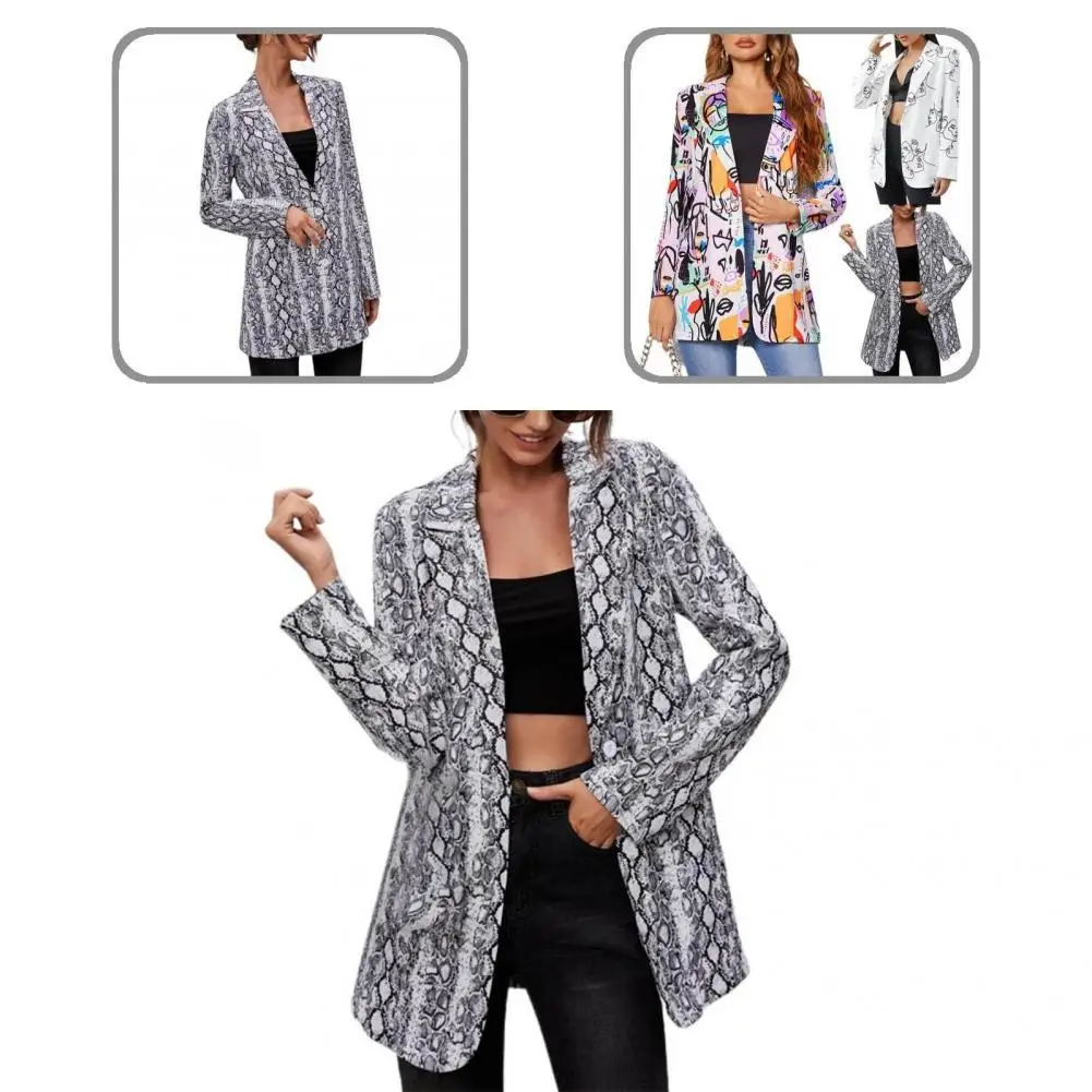 

Autumn Blazer Colorful Print Temperament All Match Turndown Collar Single Button Suits Coat Suits Coat for Office