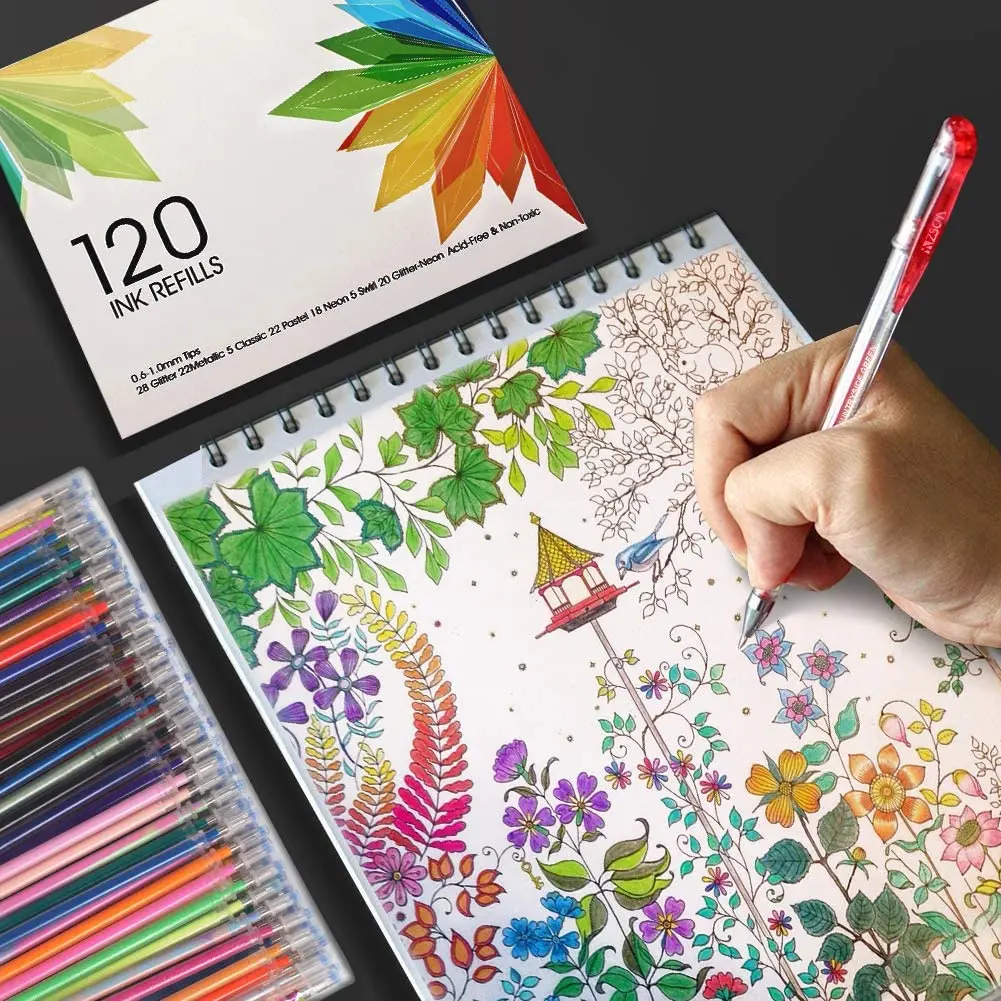 New 120 Colors Gel Pen Ink Refills Glitter Neon Gel Ink Pens Refills Replace Cartridges for Glitter Gel Pens Set,for Kids images - 6