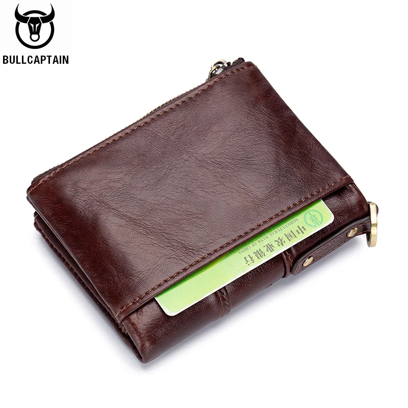 BULLCAPTAIN мужской кошелек из натуральной кожи компактный мини держатель для карт rfid