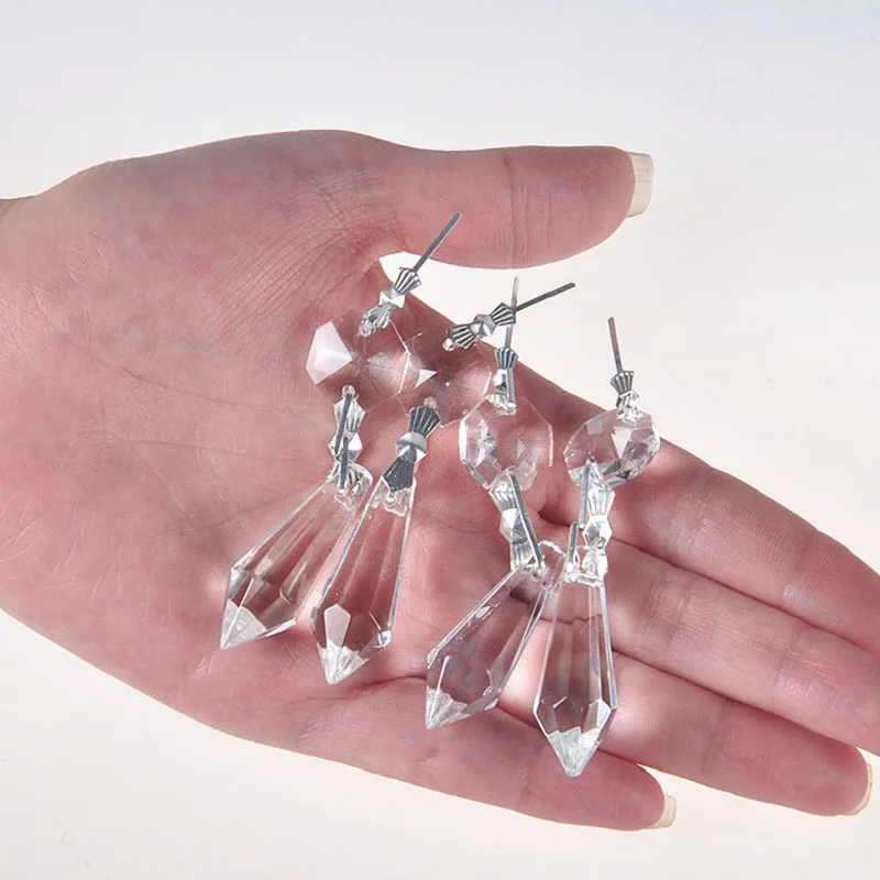 38 мм заостренная Подвеска + 14 Восьмиугольные бусины 10 шт./лот Серебряные Разъемы