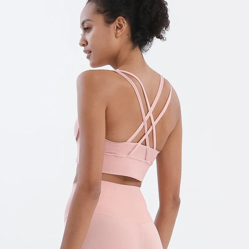 

Women Sports Bra Yoga Underwear Bandage Fitness Gym Workout Running Dry Fit Push-up Breathable Crop Top Solid Color Fitness Tank