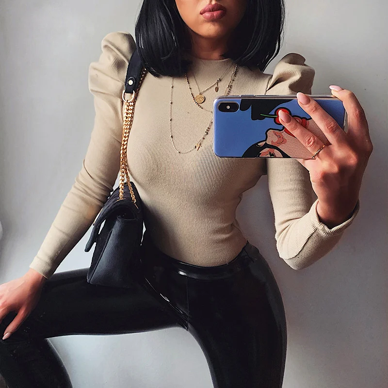 

Fall Women Sexy Winter Bodycon Bodysuit Fashion Casual Solid Knitted Long Sleeve Body Tops For Women Female