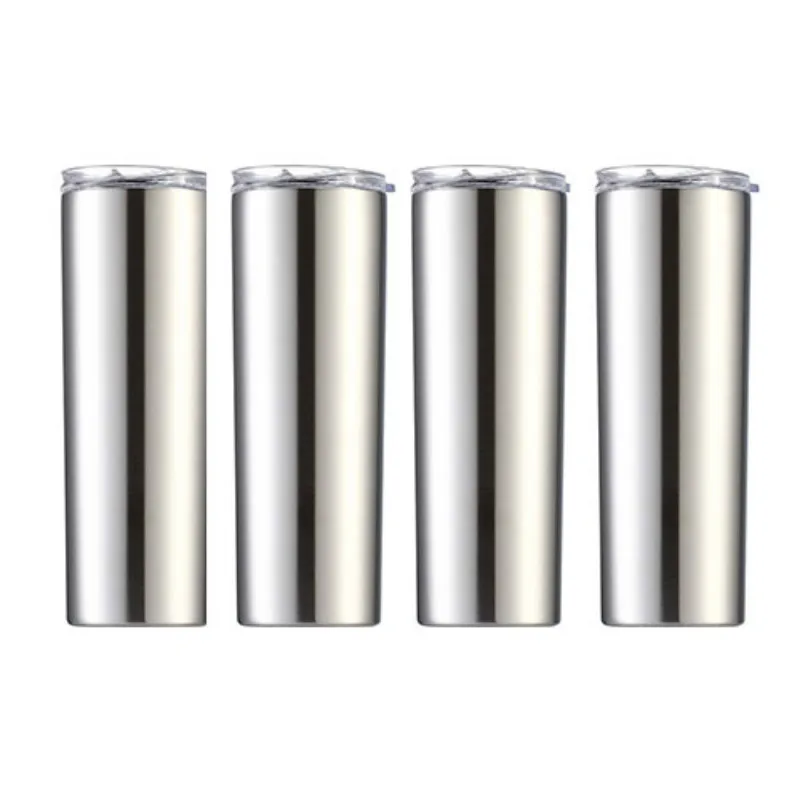 

4piece/set 20oz Stainless Steel Skinny Tumblers With Straw Beer Thermos Vacuum Flask Insulated Cup Wine Mug Water Bottle for Car