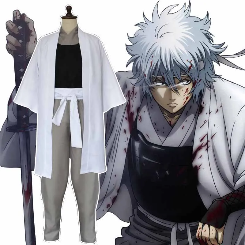 Gekijouban Gintama Shin'yaku Benizakura курица Серебряная Душа Косплей Sakata Gintoki Кимоно Костюм