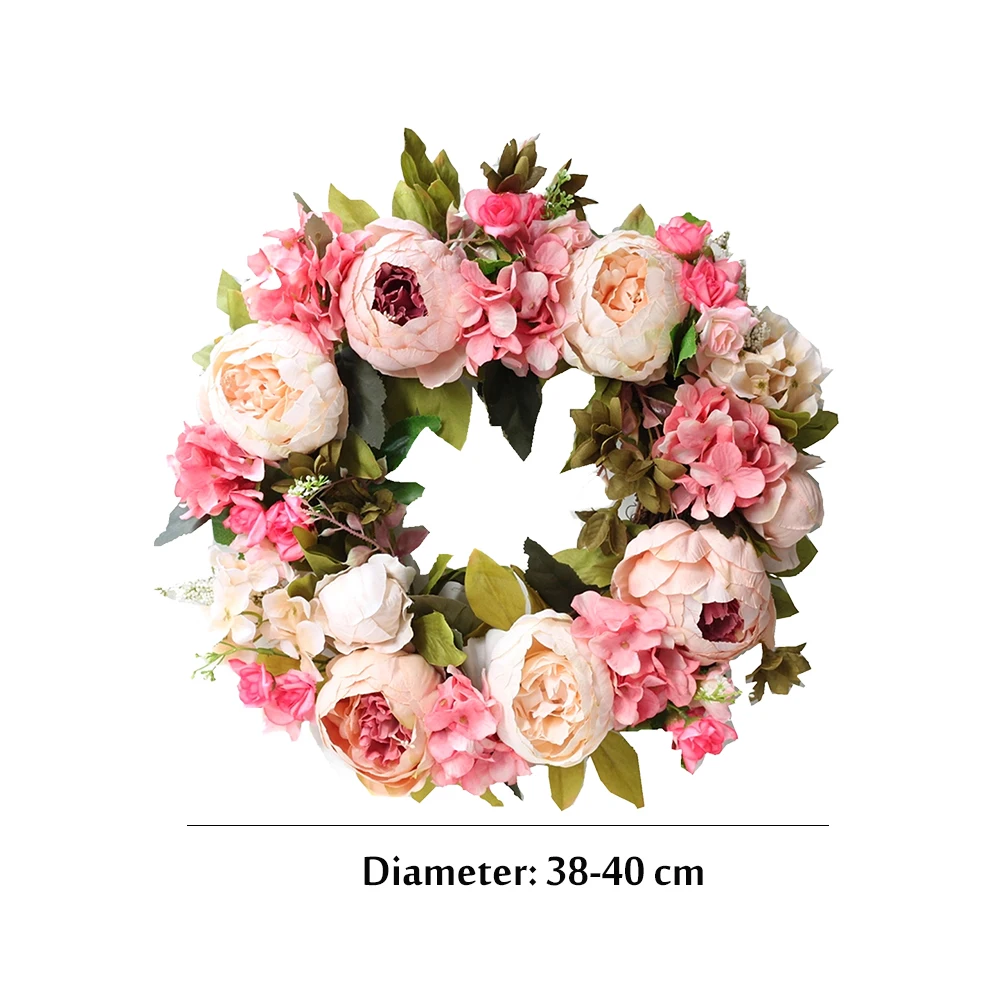 Искусственный венок пиона 16 дюймов дверь Круглый реквизит для фотосъемки дома