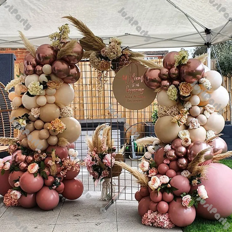 DIY Kit de arco de guirnalda de globos rosa polvoriento doble decoraci&oacute;n de boda globos desnudos dobles suministros de fiesta de compromiso de despedida de soltera-2