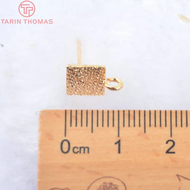 Квадратные серьги-гвоздики из латуни с тиснением под золото 7 5 мм 24 К аксессуары