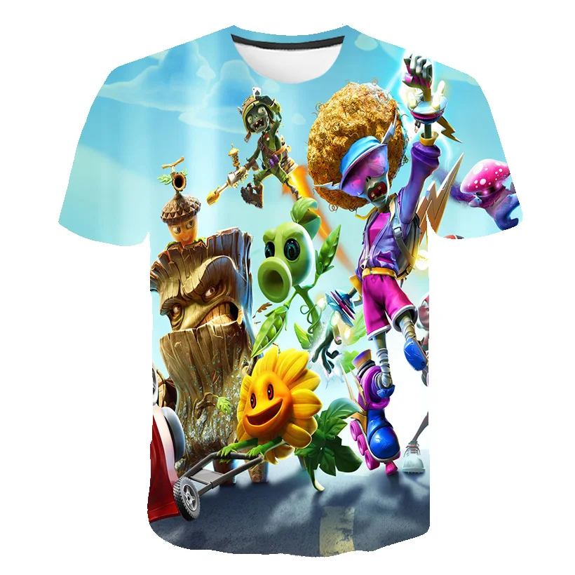 

Neweset Plants vs. Zombies T Shirt Boys Girls Anime Classic Game T-shirt Funny Custom TShirt Teenager Clothing