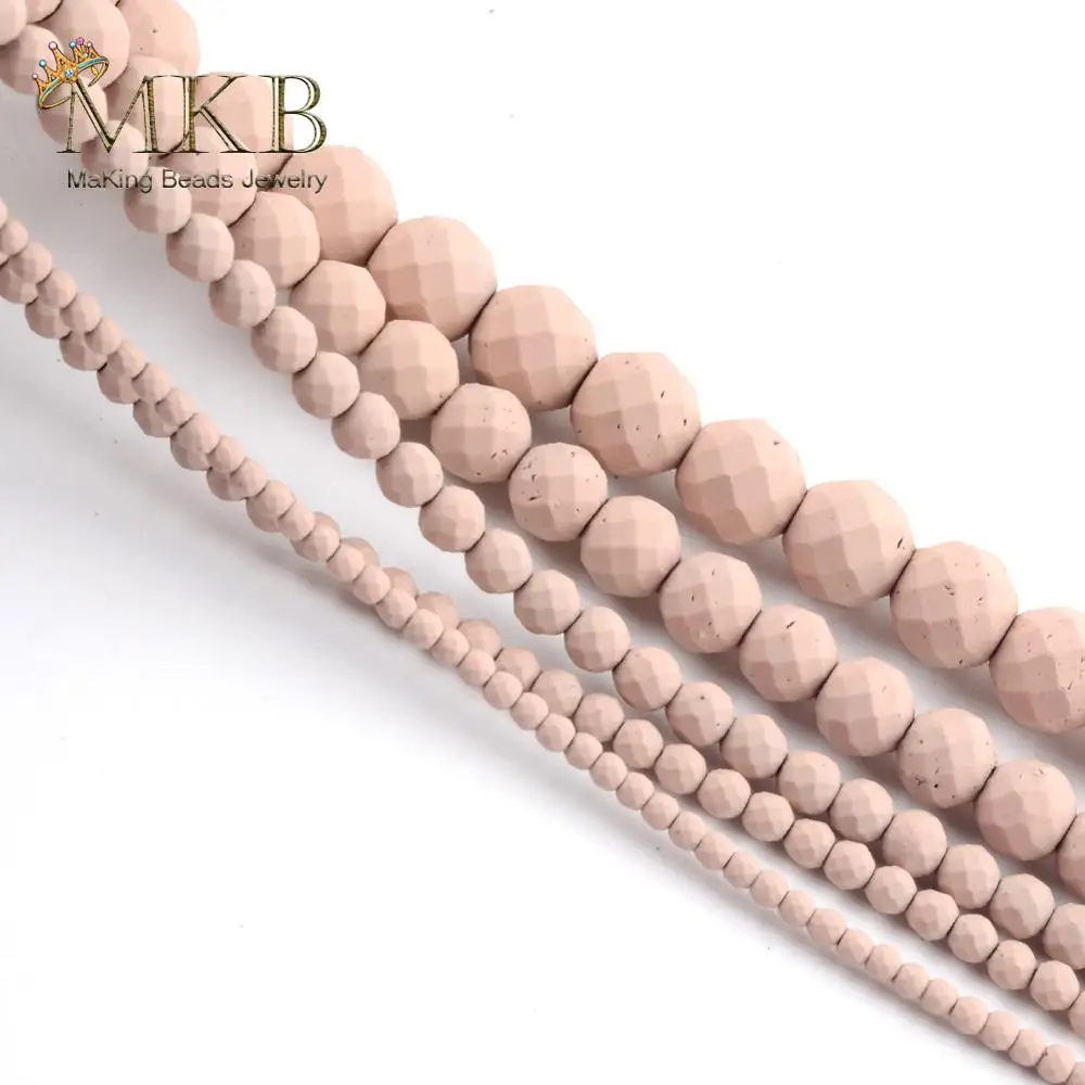 2/3/4/6/8/10 мм Натуральный камень светильник розовый гематит резиновый матовый бисер