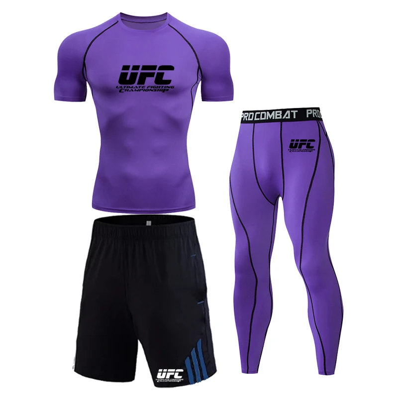 

Men's 3 Pieces / Set Outdoor Cycling Jogging Sportswear Gym Boxing Fitness Compression Sports T-Shirt Sports Training Tights