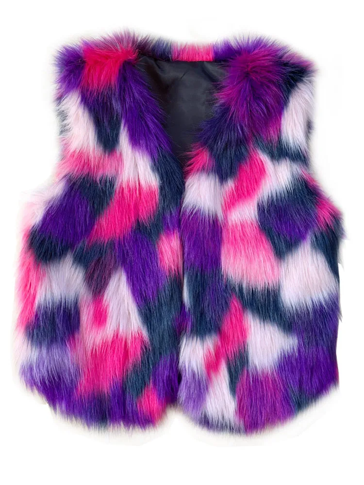 Color imitation fox fur grass vest female women warm jacket waistcoat | Женская одежда