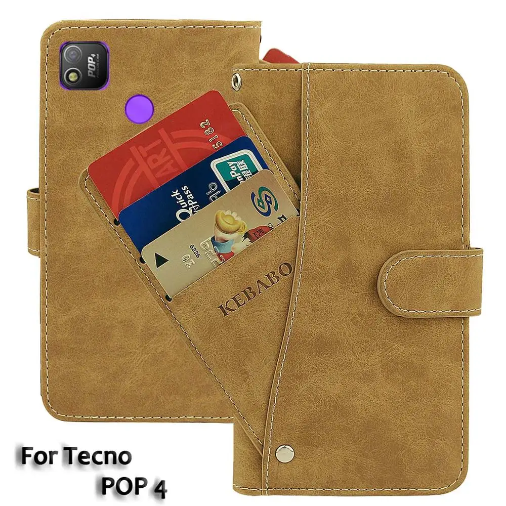 

Vintage Leather Wallet For Tecno POP 4 Case 6" Flip Luxury Card Slots Cover Magnet Phone Protective Cases Bags