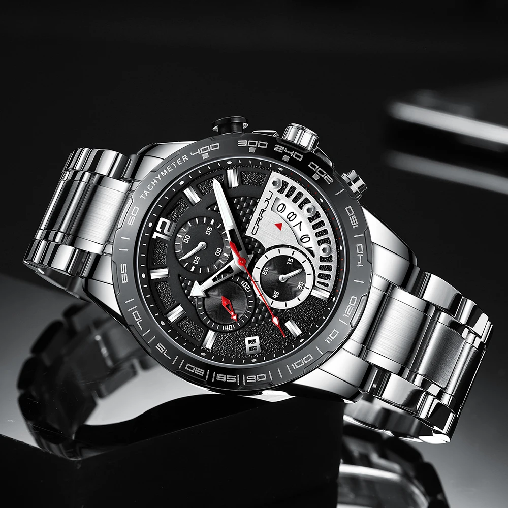 Часы CRRJU Мужские кварцевые популярные модные брендовые Роскошные