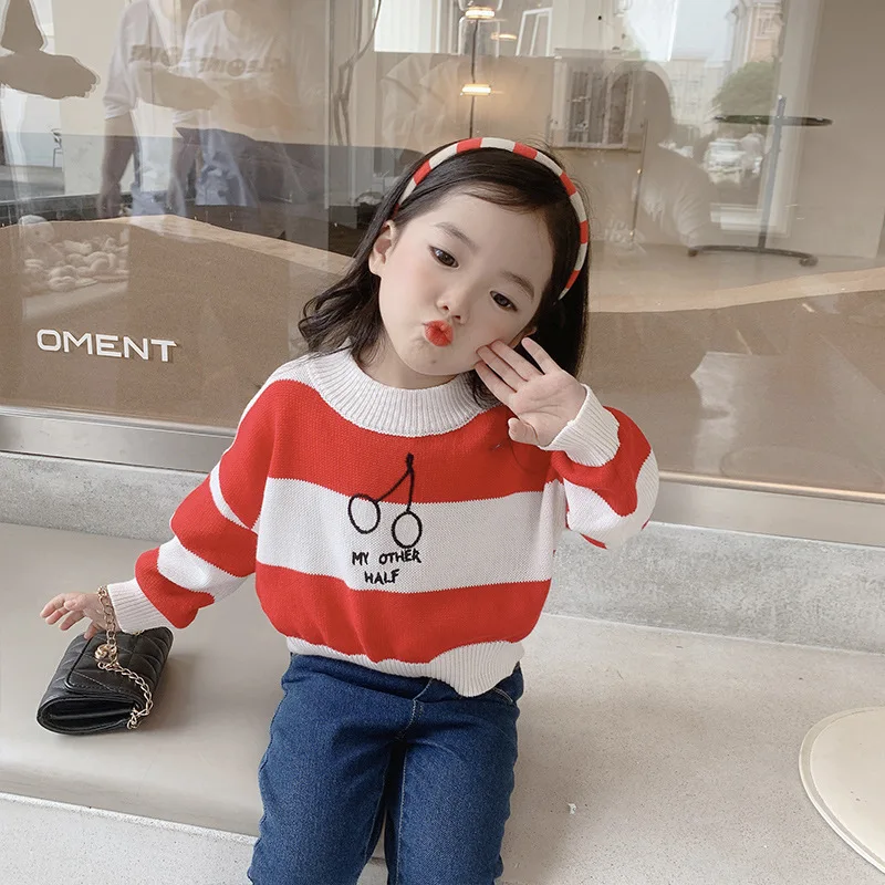 

Girls Sweater Baby's Coat Outwear 2021 Cartoon Thicken Warm Winter Autumn Knitting Scoop Pullover Christmas Gift Children's Clot