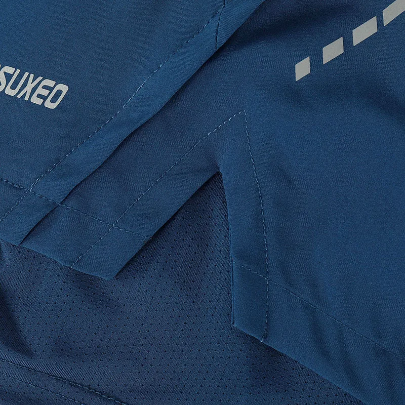 ARSUXEO Reflective Running Shorts Men Breathable 2 In 1 Gym Fitness Training Exercise Jogging Shorts with Liner Zipper Pocket