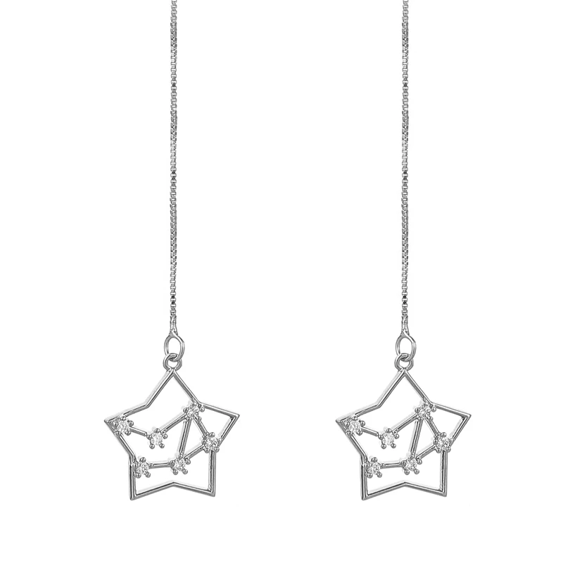 

New Simple Twelve Constellations Drop Earrings Fashion Libra Zircon Style Chain Earrings For Charm Women Exquisite Jewelry Gift