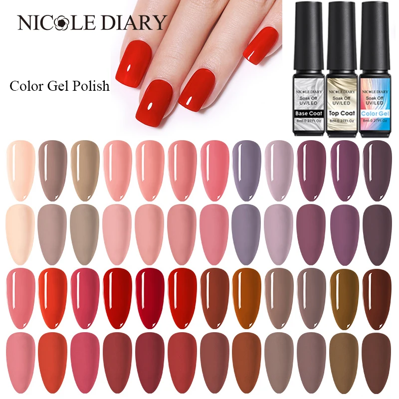 Матовый Гель лак NICOLE DIARY 8 мл гибридный для ногтей все полупостоянных