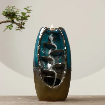 

Hot sale Mountain River Handicraft Incense Holder Ceramic Backflow Waterfall Smoke Incense Burner Mother's Gift Home Decor