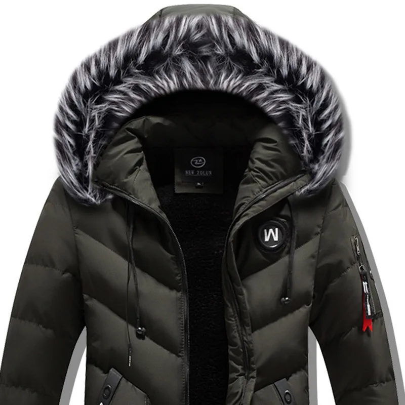 Winter Cotton-padded Jacket Cotton-padded Clothes Male Even Hat Long Fund Keep Warm Cotton Increase Down Thickening Cotton Loose