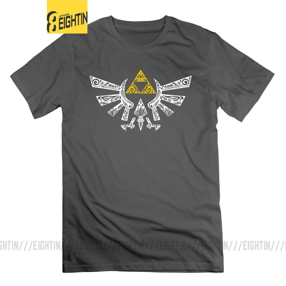 Легенда о Зельде футболка Zelda Hyrule каракули Винтаж хлопок топы тройники o-образным вырезом графическая Мужская футболка с коротким рукавом - Цвет: Серый