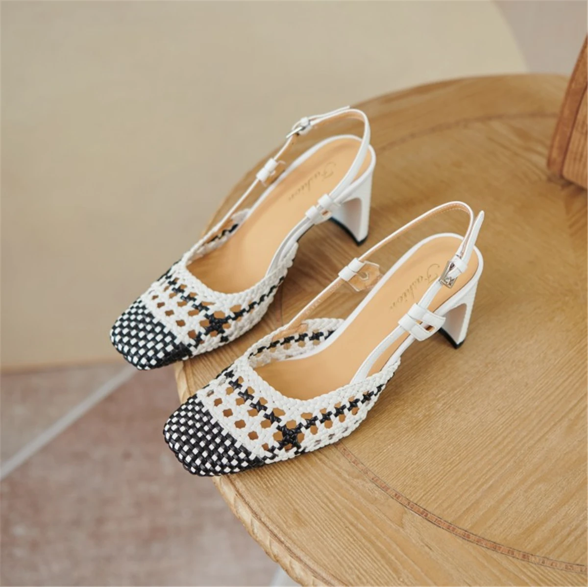 

kmeioo summer fashion genuine leather sandals square toe chunky heels back strap high heels sheepskin shoes for woman dress