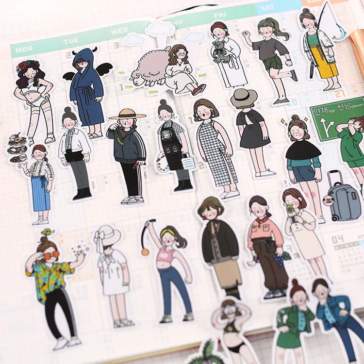 

26PCS Funny Trend girl mini Paper Stickers Crafts And Scrapbooking stickers book Decorative sticker DIY Stationery