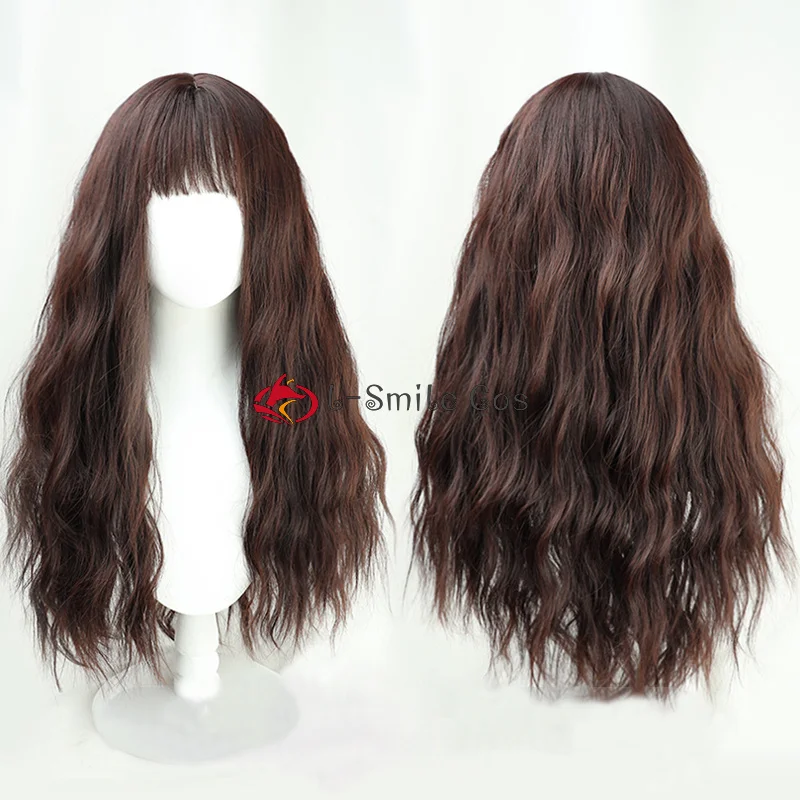 Same Wig With Hermione Granger Brown Long Wavy Roll Cosplay Wigs Heat Resistant Synthetic Hair Halloween Party Anime + Wig Cap