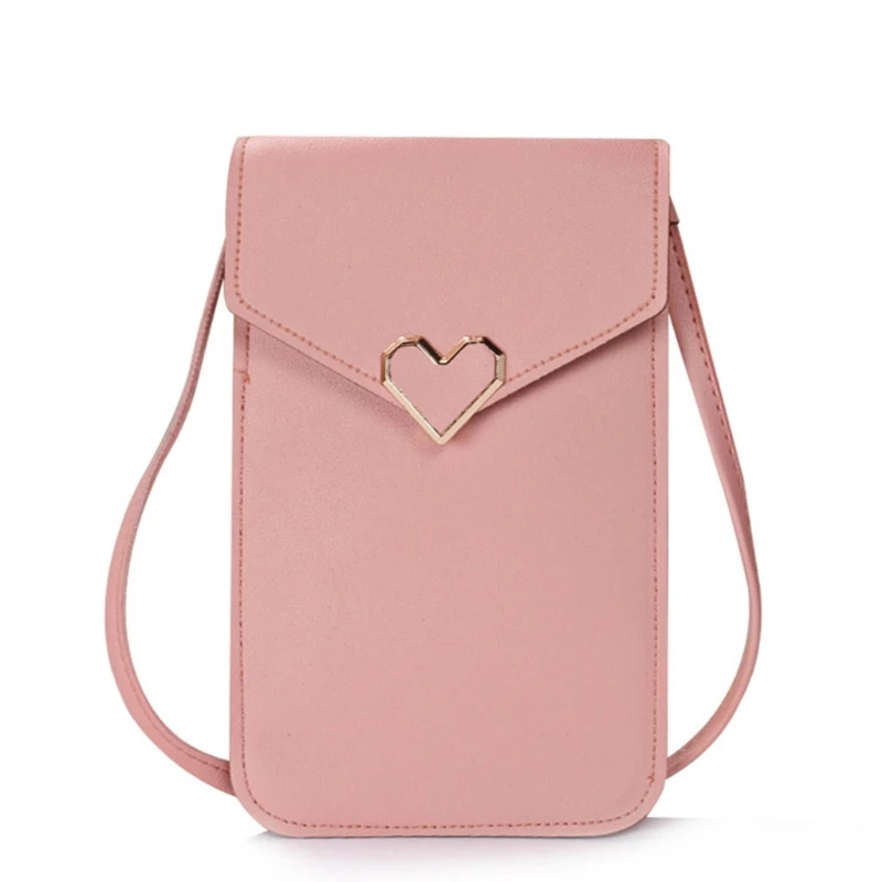 

50LD Mini Crossbody Cell Phone Pouch Purse PU Leather Shoulder Bag with Touch Screen Window
