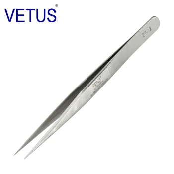 ST-12 Подлинный Пинцет «VETUS» Пинцет для наращивания ресниц из нержавеющей стали Сверхтонкий Высокоточный анти кислотные пинцеты антистатические - Цвет: ST-12