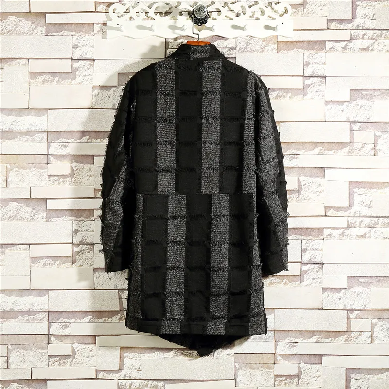 Весенняя Мужская Асимметричная контрастная ветровка средней длины тонкая