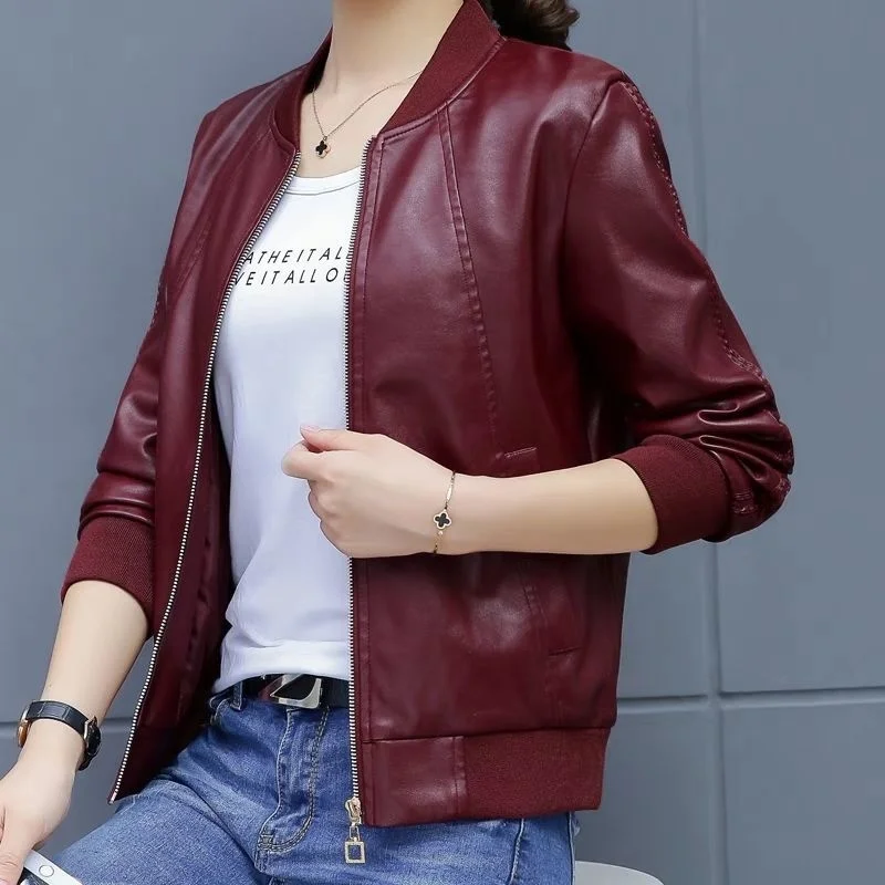 

2021 Spring Autumn Woman New Short Black Coat Women's PU Leather Biker Jacket Clothes Korean Gothic Suede Ladies Coats Harajuku