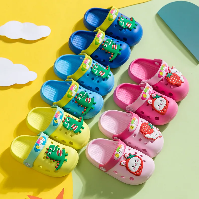 

Slippers Kids Toddler Infant Girl Boys Home Slippers Rubber Dinosaur strawberry bunnies Flat Heels Shoes Sandals Kids Slippers