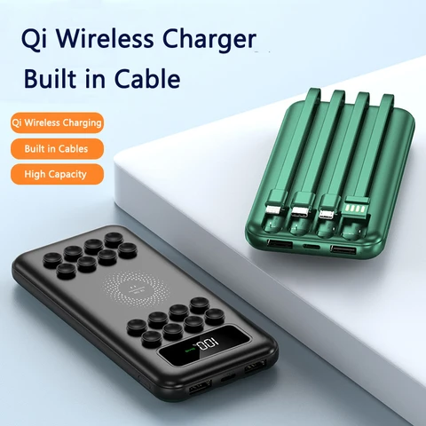 Универсальное магнитное Беспроводное зарядное устройство Qi Power Bank 20000 мАч Быстрая зарядка с кабелем 10000 мАч Powerbank для iPhone 15 Samsung S20