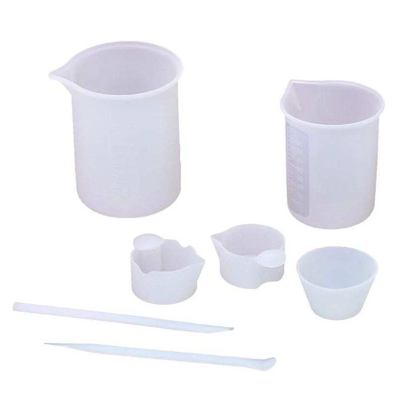 

1 Set Silicone Measuring Cups Nonstick Stirrer Sticks Clear Glue Mixing Cups Kit