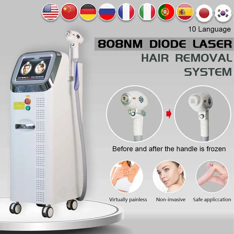 

Free Shipping New 1200w 808nm 755nm 1064nm Portable Diode Laser Remove System high power Permanent Hair Removal Device