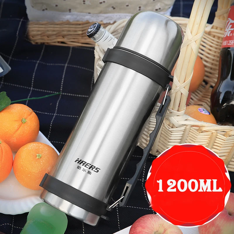 

1200ml Military Thermos Travel Portable Thermos Tea Large Mugs Coffee Outdoor Fitness Fishing Cup Water Bottle Stainless Steel