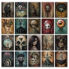 Полностью Квадратный бриллиант, 5D Вышивка крестиком мультфильм инопланетянин череп красота Лепрекон Мико 3D сделай сам круглая дрель мозаика 538