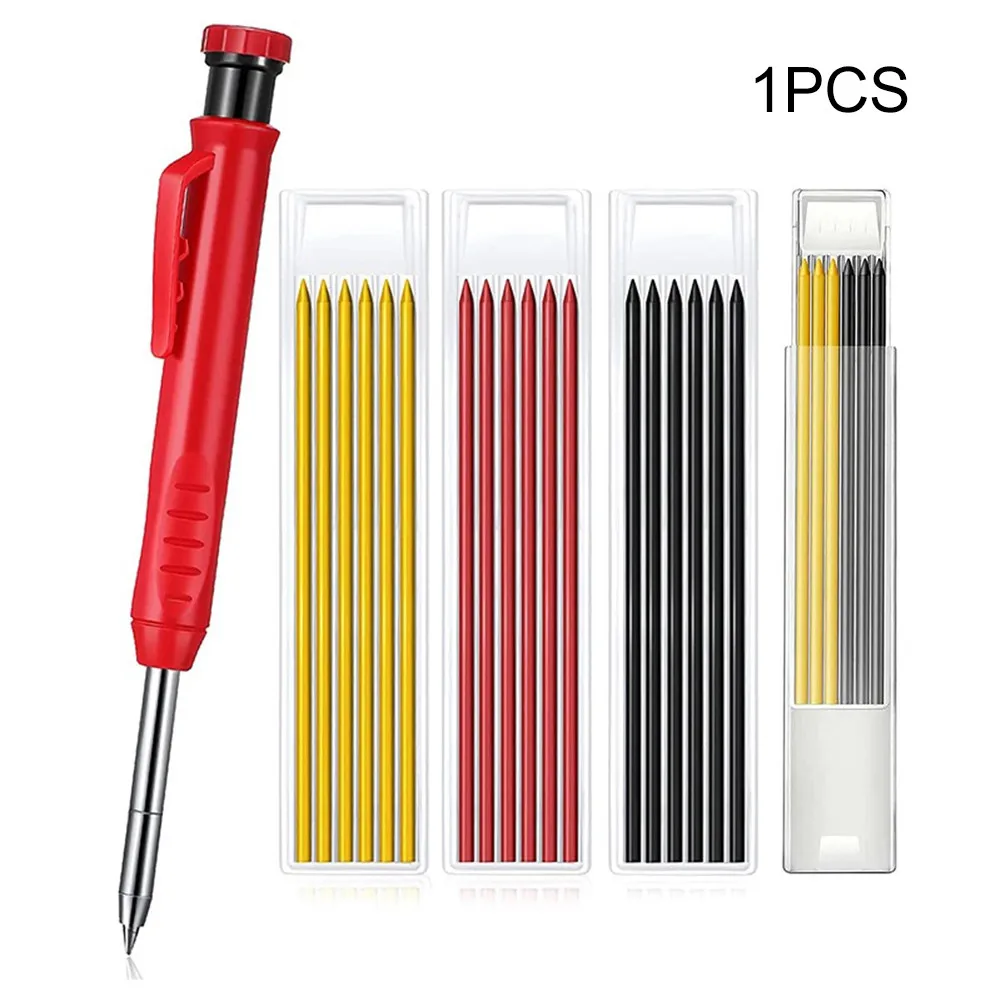 Solid Carpenter Pencil Set With 7 Refill Leads Built-in Sharpener Deep Hole Mechanical Marker Marking Tool | Инструменты
