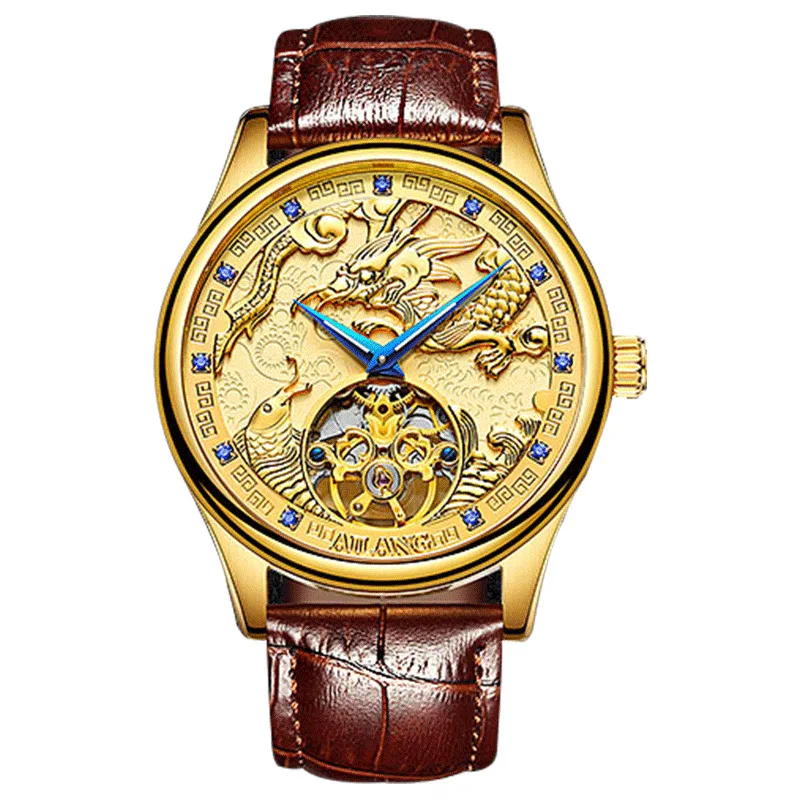AILANG Top Brand Luxury Men Golden Dragon Dial Automatic Mechanical Mens Watches...