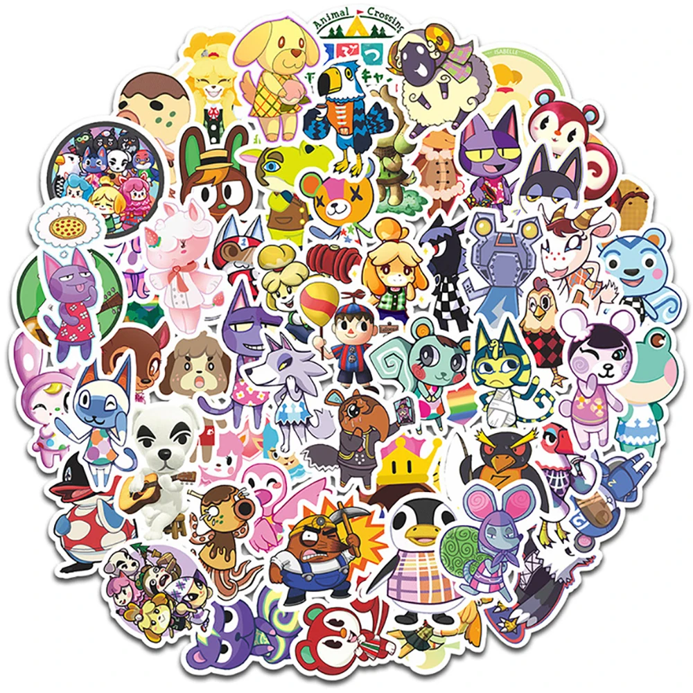 

10/30/60PCS Game Cartoon Animal Crossing Stickers DIY Motorcycle Travel Luggage Skateboard Cool Graffiti Sticker for Kid Toy