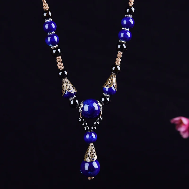 Женское Ожерелье этническая подвеска ручной работы керамическая цепочка в стиле