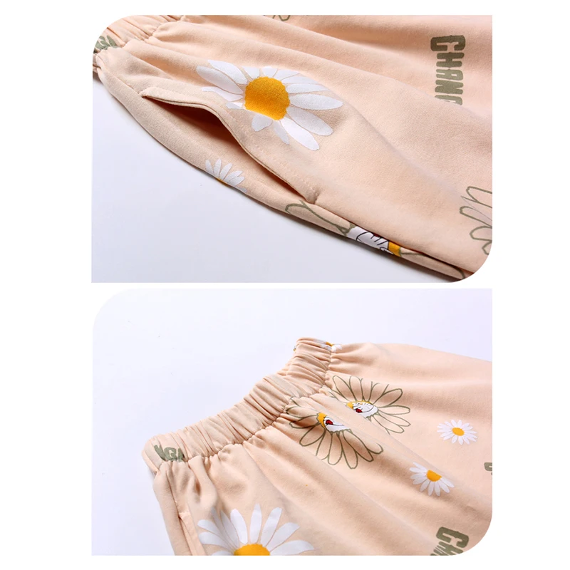 

2021 Spring Cotton PJS Korean Women's Pajamas Set Satin Atoff Home Print Sleepwear Winter Warm Harajuku Silk Lounge Nightwear