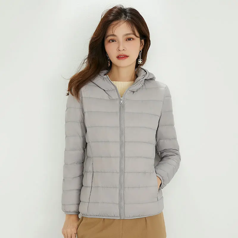 

Winter Women Ultralight Thin Down Jacket White Duck Down Hooded Jackets Long Sleeve Warm Coat Parka Female Portable Outwear
