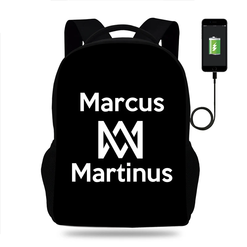 

Marcus and Martinus Backpack Boys Girls School Bag Teenager Book Bags Men Women Rucksack USB Travel Knapsack Mochila