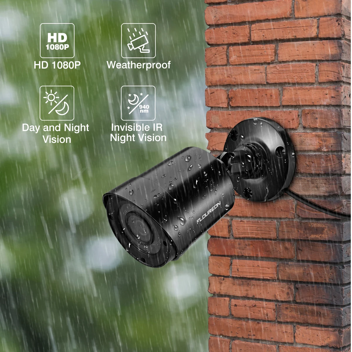 Floureon наружная ip-камера безопасности 1080P HD 3000TVL камера наблюдения видео камера невидимая ИК ночного видения, водонепроницаемая PAL